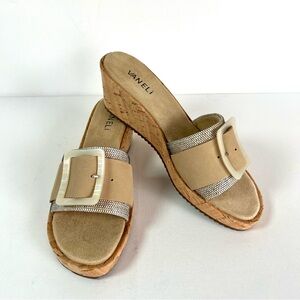 Like New • Vaneli • Women’s “Cattee” Cork Platform Wedge Sandals • Size 7.5 •Tan